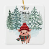 Ornement En Céramique Christmas Pig Ornament (Devant)