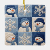 Ornement En Céramique Christmas Snowmen and Snowflakes Quilt Pattern (Devant)