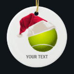 Ornement En Céramique Christmas Tennis Ball Santa Hat<br><div class="desc">Christmas Tennis Ball Santa Hat cadeaux pour les joueurs de tennis</div>