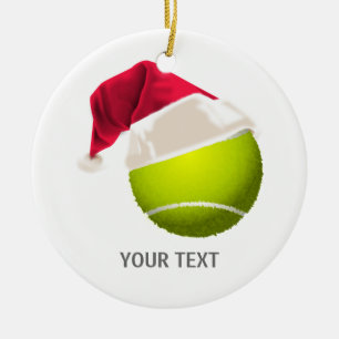 Ornement En Céramique Christmas Tennis Ball Santa Hat