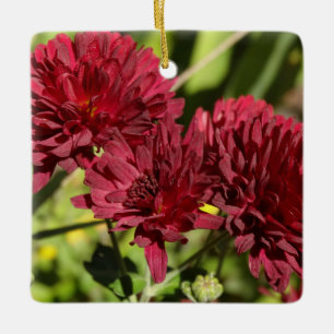 Ornement En Céramique Chrysanthèmes bordeaux