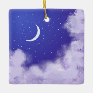 Ornement En Céramique Ciel de nuit rêvé avec Crescent Moon Personnalisé