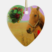 Ornement En Céramique Ciel rose rétro Cheval de Noël (Droite)