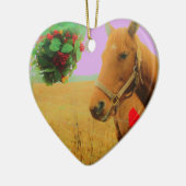 Ornement En Céramique Ciel rose rétro Cheval de Noël (Gauche)