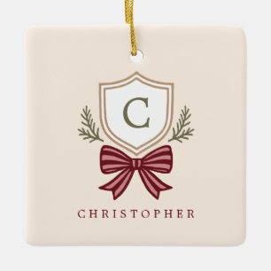 Ornement En Céramique Cimier de monogramme personnalisé Noël