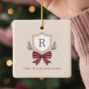 Ornement En Céramique Cimier de monogramme personnalisé Noël