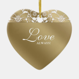 Ornement En Céramique cinquantième Anniversaire épousant le blanc floral