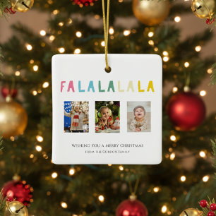 Ornement En Céramique Citation de Noël Pastel Fa La La 3 Photo Collage