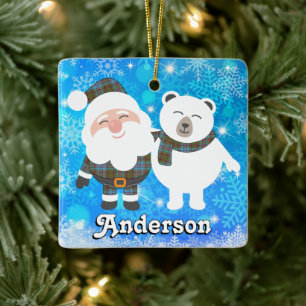 Ornement En Céramique Clan Anderson Merry Christmas Tartan