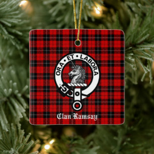 Ornement En Céramique Clan Ramsay Crest Badge & Tartan Personnalisé