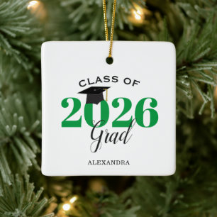 Ornement En Céramique Class of 2022 Graduate Modern Green and Black