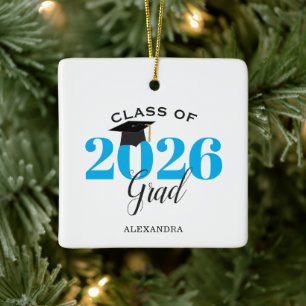 Ornement En Céramique Class of 2022 Graduate Modern Light Blue