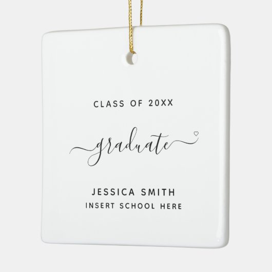 Ornement En Céramique Classe de 2022 Graduation Simple Custom Calligraph (Gauche)