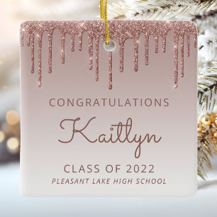 Ornement En Céramique Classe de 2022 Rose Gold Parties scintillant photo