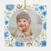Ornement En Céramique Classic Floral Frame Baby's First Christmas (Dos)