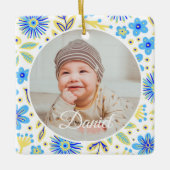 Ornement En Céramique Classic Floral Frame Baby's First Christmas (Devant)