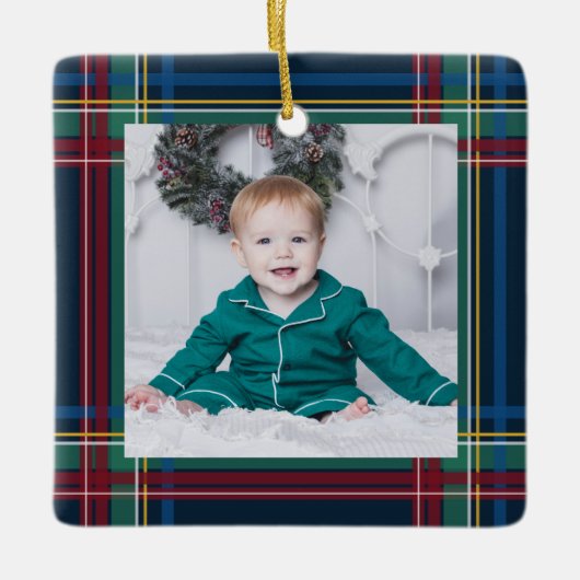 Ornement En Céramique Classic Noël plaid un jour férié photo (Devant)