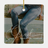 Ornement En Céramique Classic Script Photo Moderne Cool Graduation Party (Dos)