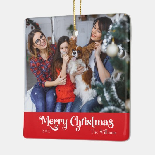 Ornement En Céramique Classique Simple Joyeux Noël Rouge (Gauche)