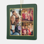 Ornement En Céramique Classy Classic 3 Family Photo Collage Vert Or (Gauche)