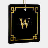 Ornement En Céramique Clé grecque noire et or Monogramme (Droite)