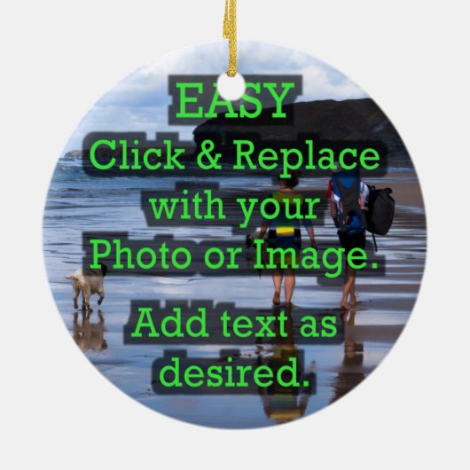 Ornement En Céramique Cliquez et remplacez facilement l'image pour créer (Dos)