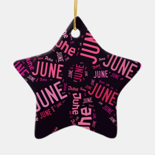 Ornement En Céramique Cloud de mot rose Juin Flower Text (Devant)
