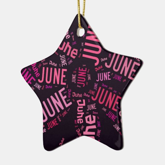Ornement En Céramique Cloud de mot rose Juin Flower Text (Gauche)