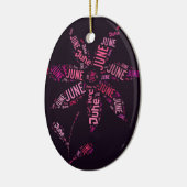 Ornement En Céramique Cloud de mot rose Juin Flower Text (Gauche)