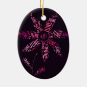 Ornement En Céramique Cloud de mot rose Juin Flower Text (Dos)