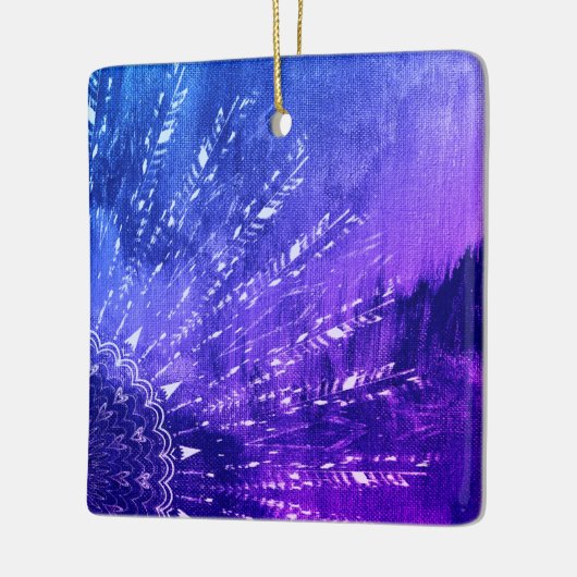 Ornement En Céramique Clouds Mandala bleu violet Boho Bohemian (Gauche)