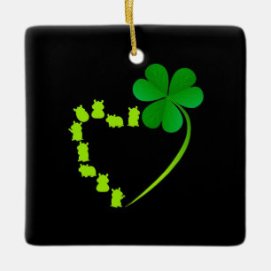 Ornement En Céramique Clover de cheval de coeur shamrock