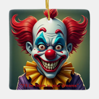 Ornement En Céramique Clown effrayant à deux faces
