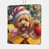 Ornement En Céramique Cockapoo Dog Christmas Gift Box Surprise (Gauche)
