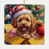 Ornement En Céramique Cockapoo Dog Christmas Gift Box Surprise (Dos)