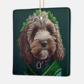 Ornement En Céramique Cockapoo en robe de la Saint-Patrick (Gauche)