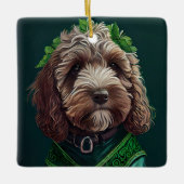 Ornement En Céramique Cockapoo en robe de la Saint-Patrick (Devant)