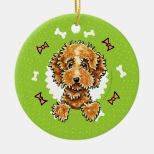 Ornement En Céramique Cockapoo Tan Dog Bones Christmas Wreath