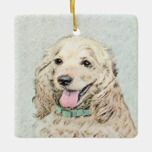 Ornement En Céramique Cocker Spaniel Buff Peinture - Art Chien original