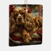 Ornement En Céramique Cocker Spaniel Chien Festif de Noël (Droite)