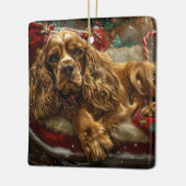 Ornement En Céramique Cocker Spaniel Chien Festif de Noël (Gauche)