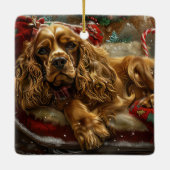 Ornement En Céramique Cocker Spaniel Chien Festif de Noël (Dos)