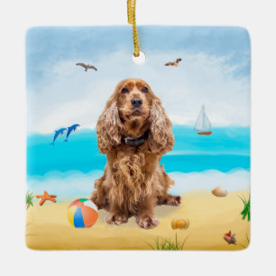 Ornement En Céramique Cocker Spaniel Chien sur la plage