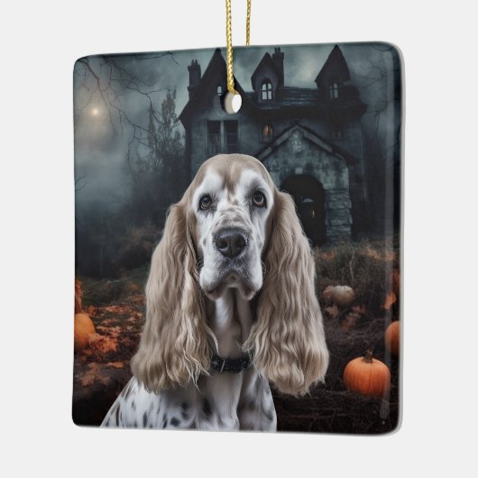 Ornement En Céramique Cocker Spaniel Halloween effroi (Gauche)
