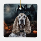 Ornement En Céramique Cocker Spaniel Halloween effroi (Dos)