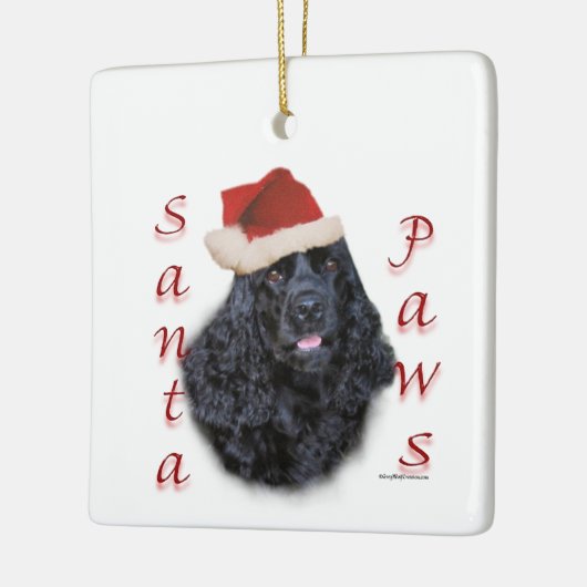 Ornement En Céramique Cocker Spaniel (noir) Père Noël Paws (Gauche)