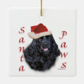 Ornement En Céramique Cocker Spaniel (noir) Père Noël Paws (Dos)