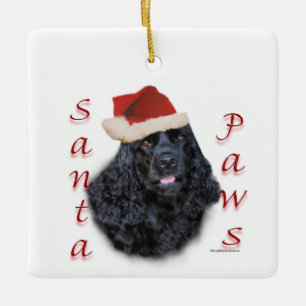 Ornement En Céramique Cocker Spaniel (noir) Père Noël Paws