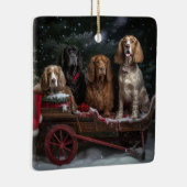Ornement En Céramique Cocker Spaniel Snowy Sleigh Décor de Noël (Droite)
