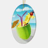 Ornement En Céramique Cocktail dans une noix de coco (Gauche)